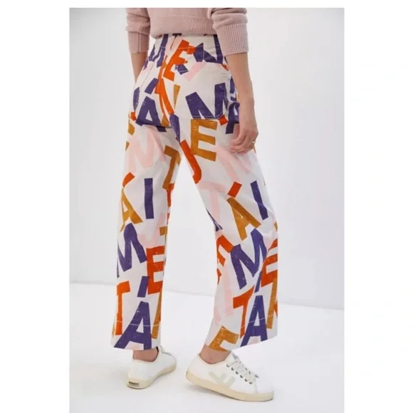 ⭐️Anthro Maeve JE TAIME Pattern Collette Wide Leg Pant sz 30⭐️ - Picture 2 of 8